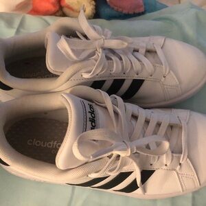 Adidas Cloudfoam White Sneakers with Black Stripes